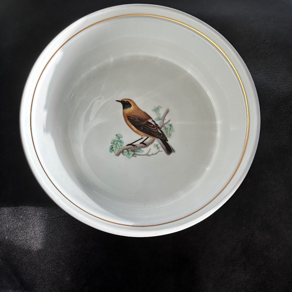 Porcelain Baking Dish Souffle Casserole Birds France Louis Lourioux Le Faune